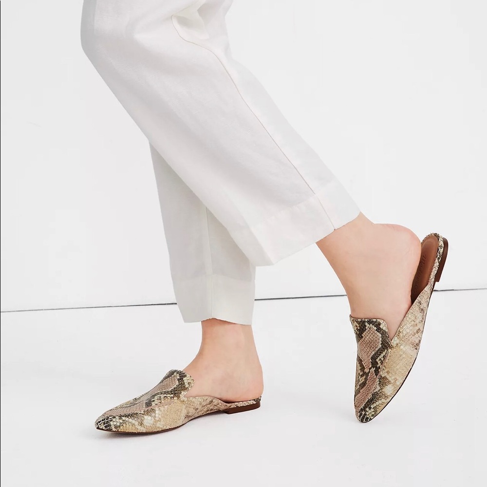 Madewell The Frances Skimmer Mule in Snake Embossed Leather